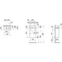 LAUFEN VAL Umývadielko so skrinkou 'Base', 1 dvierka, 340x220x630 mm, Bledý brest 262, H8622802621061