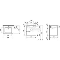 LAUFEN LAUFEN PRO S Umývadlo slim so skrinkou 60 cm, s 2 zásuvkami, vr. deliaceho systému do zásuviek, 600x500x610 mm, Bledý brest 262, H8649602621041