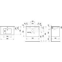 LAUFEN LAUFEN PRO S Umývadlo slim so skrinkou 80 cm, s 2 zásuvkami, vr. deliaceho systému do zásuviek, 800x500x610 mm, Šedá traffic 266, H8649612661041