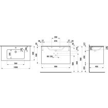 LAUFEN LAUFEN PRO S Umývadlo slim so skrinkou 100 cm, s 2 zásuvkami, vr. deliaceho systému do zásuviek, 1000x500x610 mm, Tmavohnedý brest 263, H8649622631041