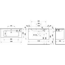 LAUFEN LAUFEN PRO S Umývadlo slim so skrinkou 120 cm, s 2 zásuvkami, vr. deliaceho systému do zásuviek, 1200x500x610 mm, Bledý brest 262, H8649632621071