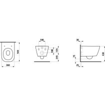 LAUFEN MEDA, Závesný WC COMBI PACK, Silent Flush, Rimless, hlboké splachovanie, vrátane WC sedadla s poklopom so spomaľovacím sklápacím systémom a sadu zvukovo izolačných podložiek medzi WC a stenu, Biela matná 757, 540x360 mm, H8661107570001