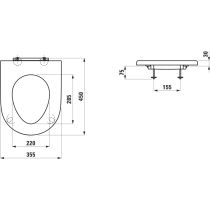 LAUFEN PRO LIBERTY, WC sedadlo bez poklopu, bezbariérové, Vhodné pre WC LAUFEN Pro a Moderna, zosilnené pánty a dorazy, Biela 300, 445x375 mm, H8989513000001