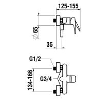 LAUFEN LAURIN Sprchová nástenná páková batéria, s ručnou sprchou 80 mm a syntetickou sprchovou hadicou 1600 mm, Chróm 100, HF500750100600