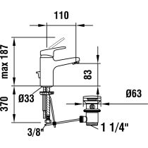 LAUFEN CITYPRO Umývadlová stojančeková páková batéria, s výtokom 110 mm a automatickou výpusťou, Chróm 100, HF500901100000