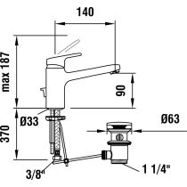 LAUFEN CITYPRO Umývadlová páková batérias výtokom 140 mm a automatickou výpusťou, Chróm 100, HF500903100000
