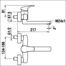 LAUFEN CITYPRO Umývadlová nástenná páková batéria, rameno 225 mm, Chróm 100, HF500923100600