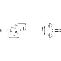 LAUFEN CITYPRO Vaňová nástenná páková batéria so sprchovým príslušenstvom, Chróm 100, HF500962100600