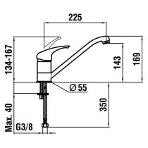 LAUFEN EUROLOOK Drezová batéria, otočný výtok, Chróm 100, HF501530100000