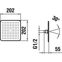 LAUFEN SHOWER PROGRAMME Hlavová sprcha štvorcová, prietok 12 l/min 202 × 202 mm, Chróm 100, HF504720100000