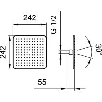 LAUFEN SHOWER PROGRAMME Hlavová sprcha štvorcová, prietok 12 l/min 242 × 242 mm, Chróm 100, HF504721100000