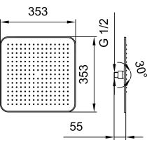 LAUFEN SHOWER PROGRAMME Hlavová sprcha štvorcová, prietok 12 l/min 353 × 353 mm, Chróm 100, HF504723100000