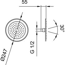 LAUFEN SHOWER PROGRAMME Hlavová sprcha kruhová, Ø 247 mm, Chróm 100, HF504724100000