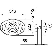 LAUFEN SHOWER PROGRAMME Hlavová sprcha oválna 226 x 346 mm, Chróm 100, HF504728100000