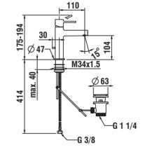 LAUFEN TWINPLUS SLIM Umývadlová stojančeková páková batéria, výtok 110 mm, s automatickým výpustom, Chróm 100, HF505401100000