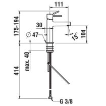 LAUFEN TWINPLUS SLIM Umývadlová stojančeková páková batéria, výtok 110 mm, s tiahlom výpuste, bez automatického výpustu, Chróm 100, HF505401100010