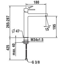 LAUFEN TWINPLUS SLIM Umývadlová stojančeková páková batéria pre umývadlové misy s výtokom 180 mm, výška 190 mm, bez automatického výpustu, Chróm 100, HF505414100000