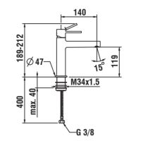 LAUFEN TWINPLUS SLIM Umývadlová stojančeková páková batéria, Eco +, výtok 140 mm, bez automatického výpustu, Chróm 100, HF505448100000