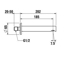 LAUFEN TWINPLUS SLIM Vaňový nástenný výtok, dĺžka 185 mm, PVD titán čierný mat 428, HF505469428000