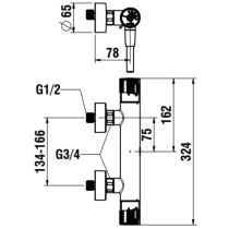 LAUFEN THERM Sprchová nástenná termostatická batéria 150 mm, s flexibilnou sprchovou hadicou Simiflex Zero a ručnou sprchou Stella 80, 1 funkcia, Chróm 100, HF506551100600