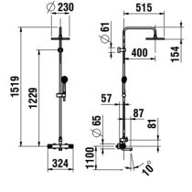 LAUFEN THERM Termostatický vaňový stĺp 150 mm, Chróm 100, HF506567100600