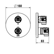 LAUFEN THERM Termostatická podomietková sprchová batéria, Chróm 100, HF506576100000
