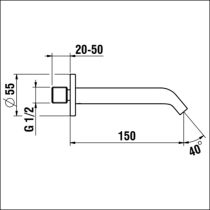 LAUFEN MEDA Nástenný vaňový výtok 150 mm, Chróm 100, HF506671100000