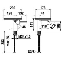 LAUFEN ADA Umývadlová stojánková páková batéria s výtokom 110 mm, bez výpusti, vrátane poličky bez otvoru, PVD čierna/kávová matná 514, HF506702514060