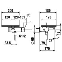 LAUFEN ADA Vaňová podomietková páková batéria pre 1-bodový Simibox, s ručnou sprchou a hadicou, vrátane poličky bez otvoru, PVD nerez/biela matná 502, HF506765502060