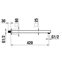 LAUFEN SHOWER PROGRAMME Sprchové rameno nástenné, 420 mm, kartáčovaný nikel, Kartáčovaný nikel 420, HF546026420000