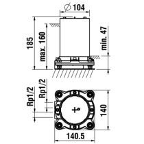 LAUFEN Teleso pre montáž batérie na podlahu, kartuše 35 mm, HF574070000000