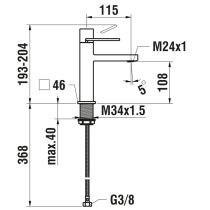 LAUFEN QUADRIGA Umývadlová páková batéria, pevný výtok 115 mm, PVD inox kartáčovaná oceľ 441, HF901102441000