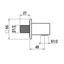 LAUFEN QUADRIGA Pripojenie sprchovej hadice 1/2" so spätným ventilom, PVD inox kartáčovaná oceľ 441, HF901159441000