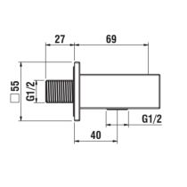LAUFEN QUADRIGA Pripojenie sprchovej hadice 1/2" s nástenným držiakom ručnej sprchy, so zavzdušňovacím ventilom, Chróm 100, HF901169100000
