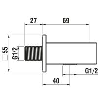 LAUFEN QUADRIGA Pripojenie sprchovej hadice 1/2" s nástenným držiakom ručnej sprchy, so zavzdušňovacím ventilom, PVD inox kartáčovaná oceľ 441, HF901169441000