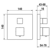 LAUFEN QUADRIGA Vrchná termostatická sada pre podomietkové sprchové batérie, Chróm 100, HF901176100000