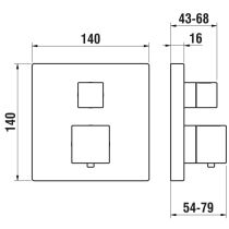 LAUFEN QUADRIGA Vrchná termostatická sada pre podomietkové sprchové batérie s 2-cestným prepínačom, PVD inox kartáčovaná oceľ 423, HF901176423000