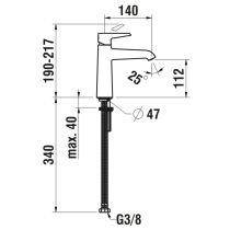 LAUFEN PURE Umývadlová páková batéria, pevný výtok 140 mm, bez automatického výpustu, PVD titán čierný mat 428, HF901704428000