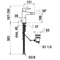 LAUFEN PURE Bidetová páková batéria, s automatickou výpusťou, Chróm 100, HF901710100000