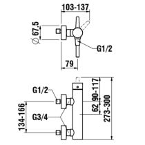 LAUFEN PURE Sprchová nástenná páková batéria so sprchovou syntetickou hadicou 1600 mm a ručnou sprchou MyTwin100, PVD titán čierný mat 428, HF901750428600