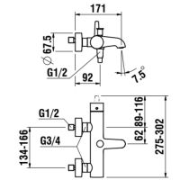 LAUFEN PURE Vaňová nástenná páková batéria, so sprchovou syntetickou hadicou 1600 mm a ručnou sprchou MyTwin100, PVD titán čierný mat 428, HF901760428600