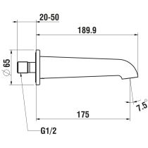 LAUFEN PURE Nástenný výtok 175 mm, PVD titán čierný mat 428, HF901771428000