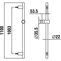 LAUFEN SHOWER PROGRAMME Sprchová tyč 'TwinGliss', dĺžka 1100 mm, PVD titán čierný mat 428, HF904794428000
