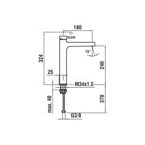 LAUFEN TWINPLUS Umývadlová páková batéria, pevný výtok 180 mm, výška 240 mm, bez automatickej výpuste, Chróm 100, HF905419100000