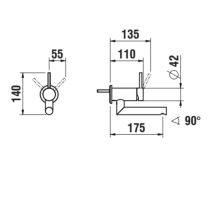 LAUFEN TWINPLUS Vrchný set podomietkovej umývadlovej batérie pre 1-bodové podomietkové teleso Simibox otočný výtok 175 mm, Chróm 100, HF905426100000