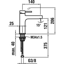 LAUFEN TWINPLUS Umývadlová batéria, Eco+, pevný výtok 140mm, bez automatickej výpuste, Chróm 100, HF905448100000