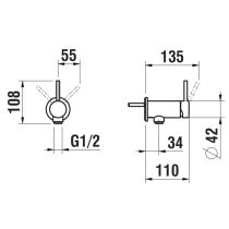 LAUFEN TWINPLUS Sprchová páková nástenná batéria pre podomietkové teleso Simibox 1-bodový, so sprchovou syntetickou hadicou 1500 mm a ručnou sprchou MyTwin100, Chróm 100, HF905455100000