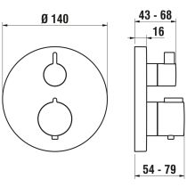 LAUFEN TWINPLUS|THERM Vrchná termostatická sada pre podomietkové sprchové batérie s 1-cestným prepínačom, PVD titán čierný mat 428, HF905474428000