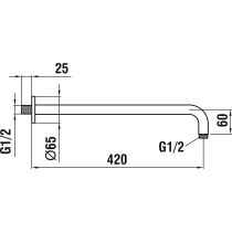 LAUFEN SHOWER PROGRAMME Sprchové rameno nástenné 420 mm, s kruhovou ružicou, pre kruhovú hlavovú sprchu s dažďovým efektom, PVD svetlo zlatá matná 462, HF960109462001