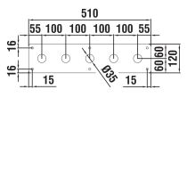 LAUFEN Krycia doska, chróm, pre vaňovú 5-otvorovú batériu, 120 × 510 mm, WI107912100000